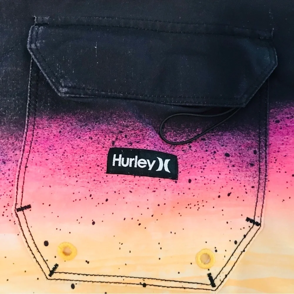 Hurley Phantom Ray Stretch Boardshorts Swim Trunks Shorts Black Pink Men’s 34
